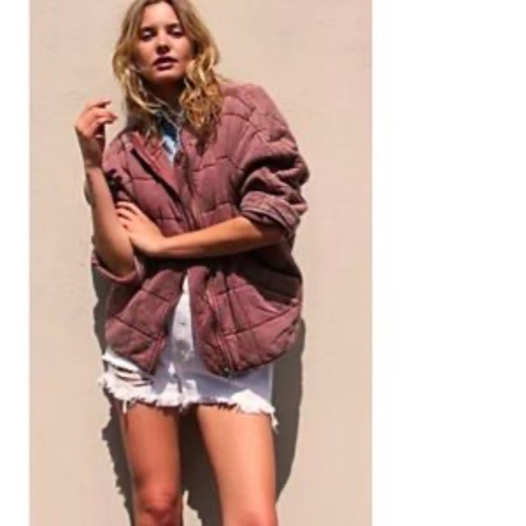 Free People Dolman Quilted Jacket Cherry Cola L - Picture 2 of 16
